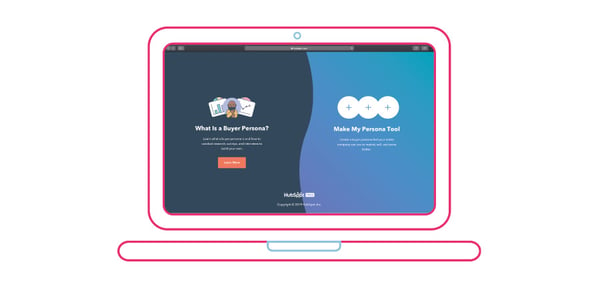 Imagen que muestra una laptop con el ejemplo del sitio web del generador de buyer personas de HubSpot